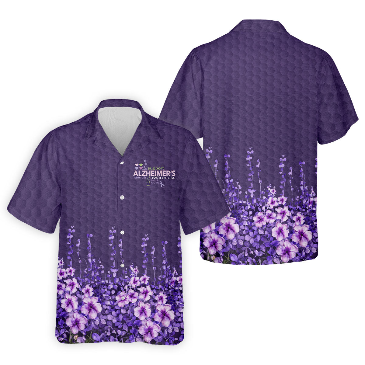 Purple Alzheimer's Awareness Floral Polo Shirt, Golf Polo Shirts For Men, Mens Golf Polo