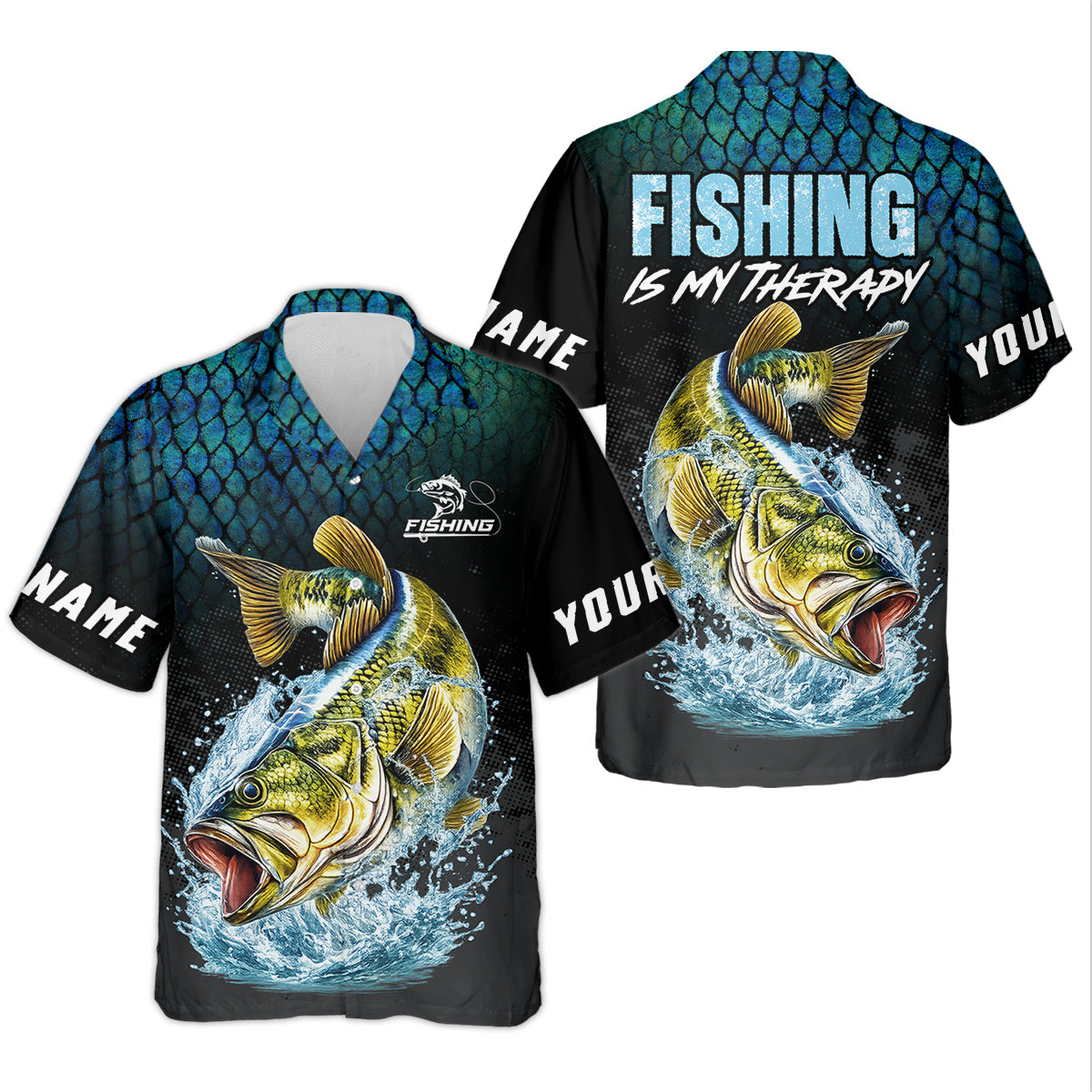 Fishing Is My Therapy Bass Fishing UPF Shirt – Personalized Fishing Shirt for Men