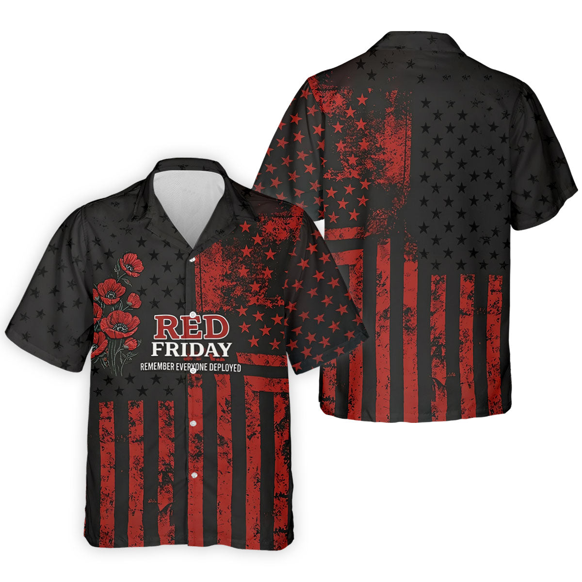 Red Friday American Flag Poppy Polo Shirt, Mens Golf Apparel, Printed Golf Shirts