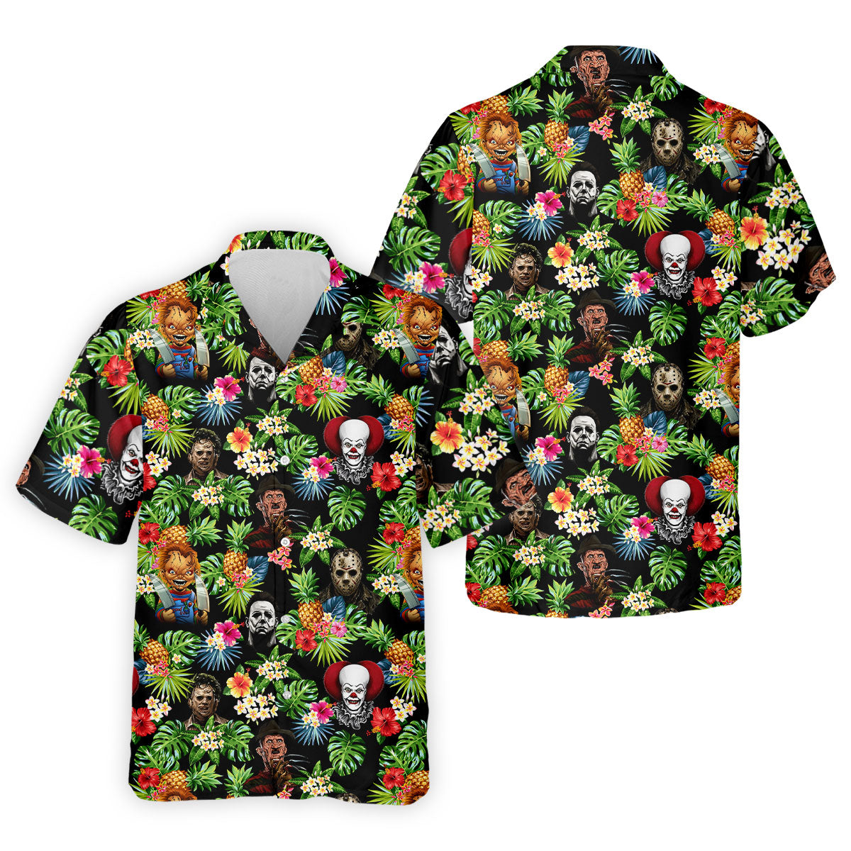 Tropical Horror Character Halloween Golf Shirt, Mens Golf Apparel, Printed Golf Shirt