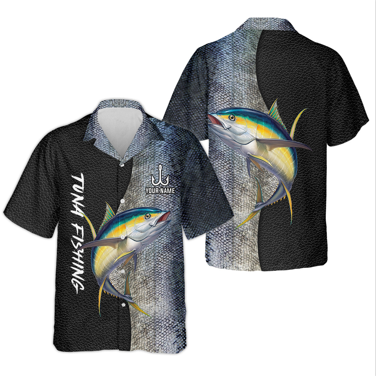 Tuna Fishing Saltwater Custom Name UPF Shirts, Tournament Fishing Shirts, Men's Fishing Shirt