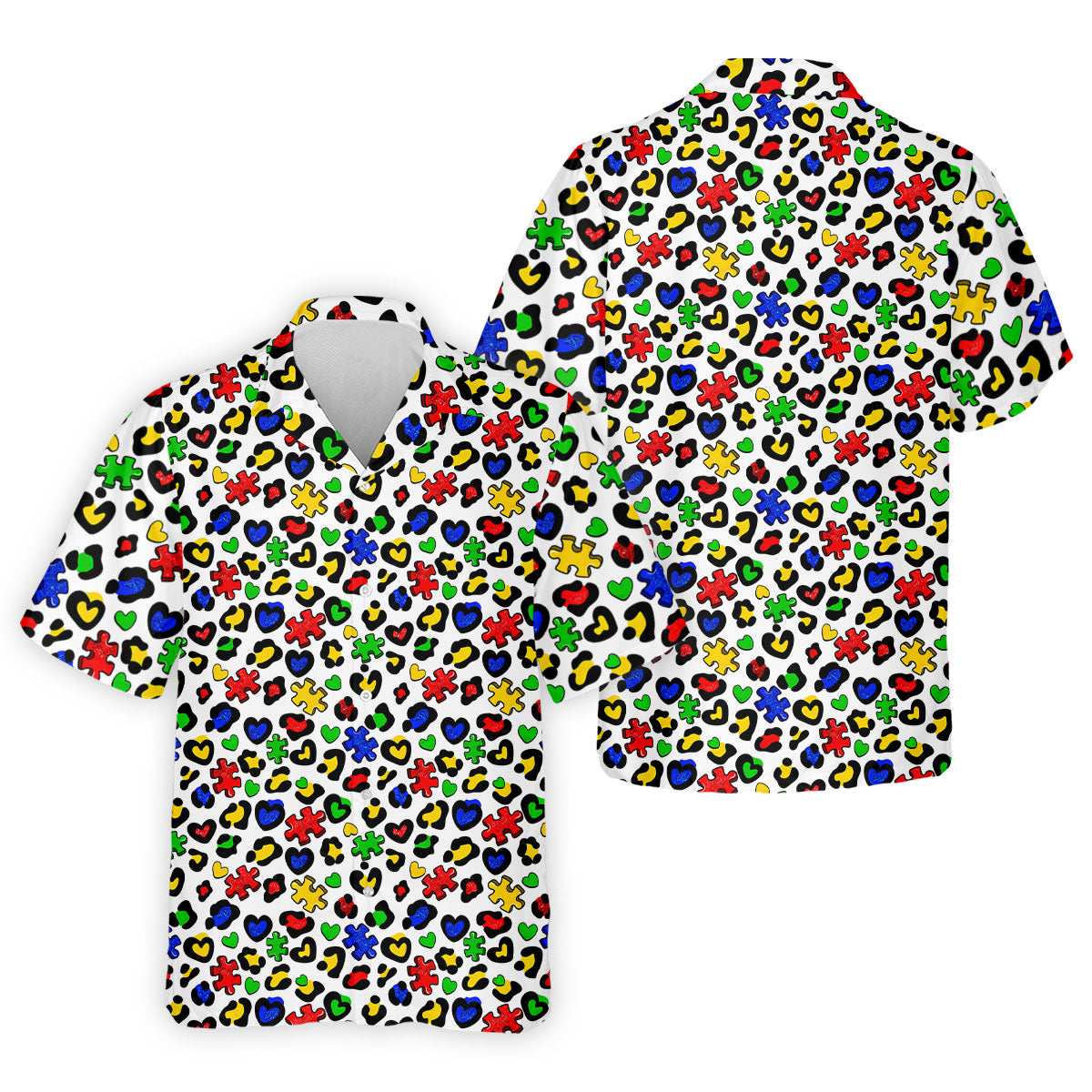 Autism Awareness Color Leopard Pattern White Golf Shirt, Golf Tops For Men, Polo ShirtFor Men, Golf Shirts For Men