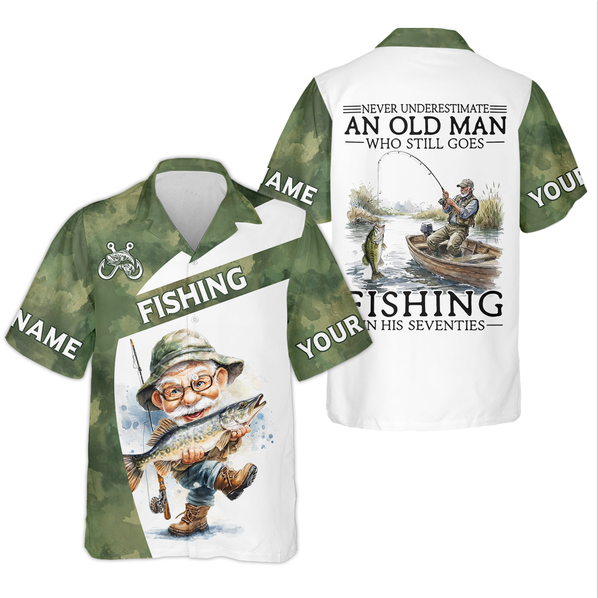Never Underestimate An Old Man Who Still Goes Fishing Camo Fishing Shirt, Fishing UPF Shirts, Fishing Shirts For Men