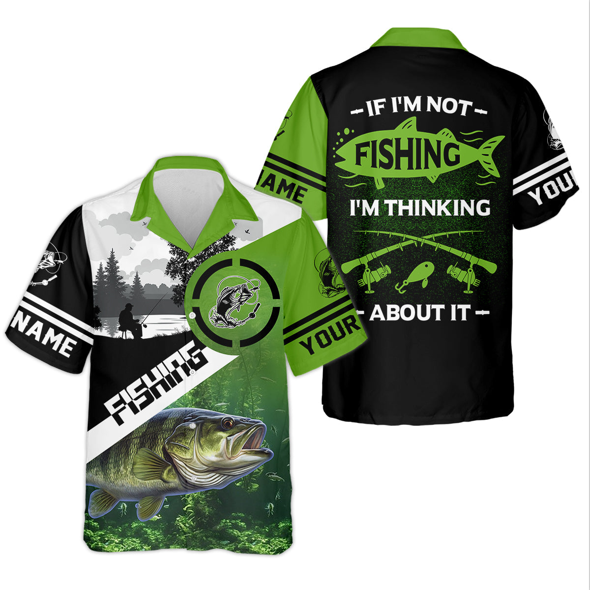 Personalized Bass Fishing Shirt, If I’m Not Fishing I’m Thinking About It Shirt, Fishing UPF Shirts