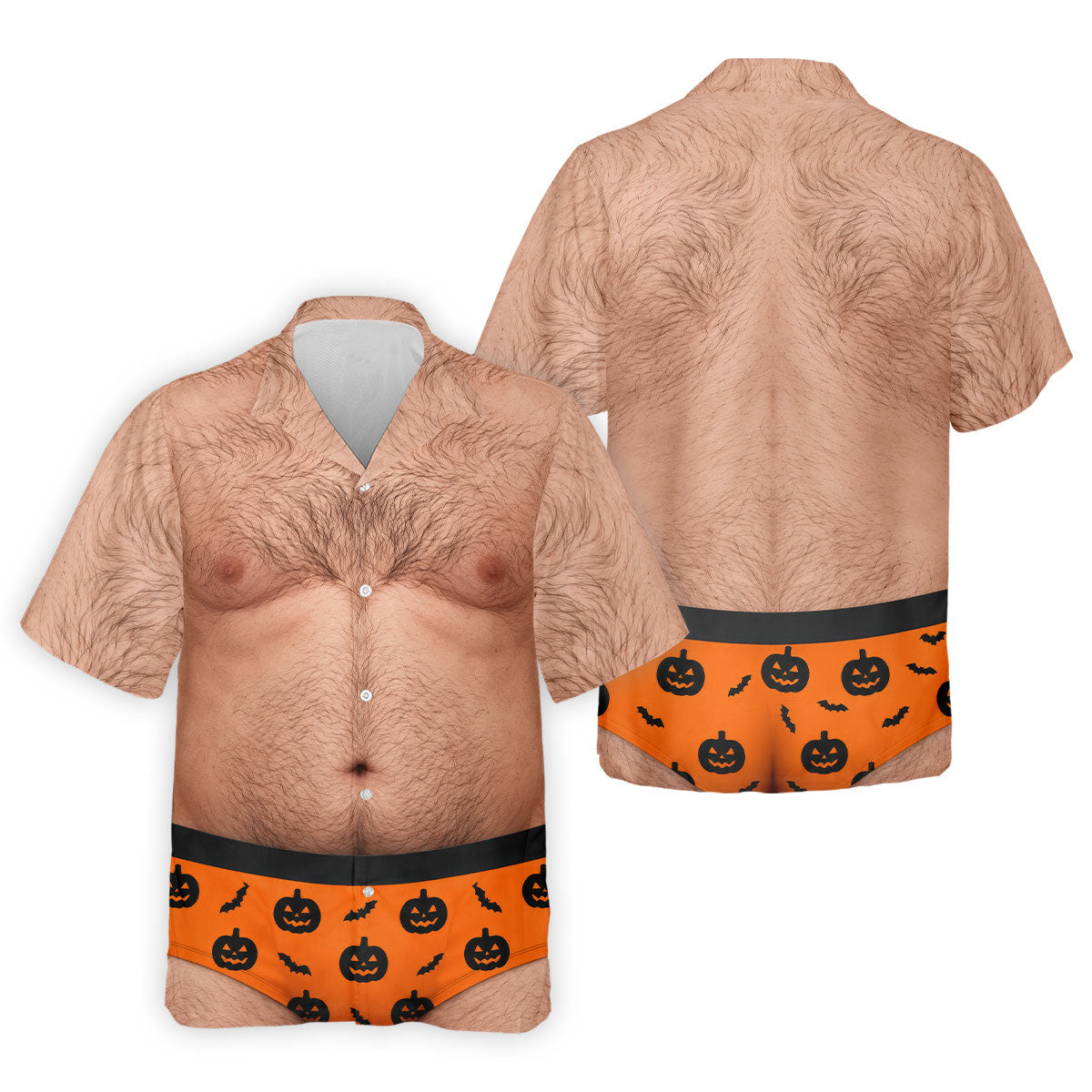 Funny Hairy Chest Halloween Costume Polo Shirt, Golf Shirts For Men, Halloween Golf Shirt