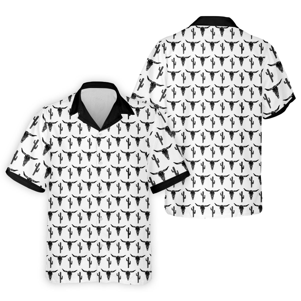 Longhorn Cow Skull Western Theme White Golf Tops For Men, Polo ShirtFor Men, Golf Shirts For Men