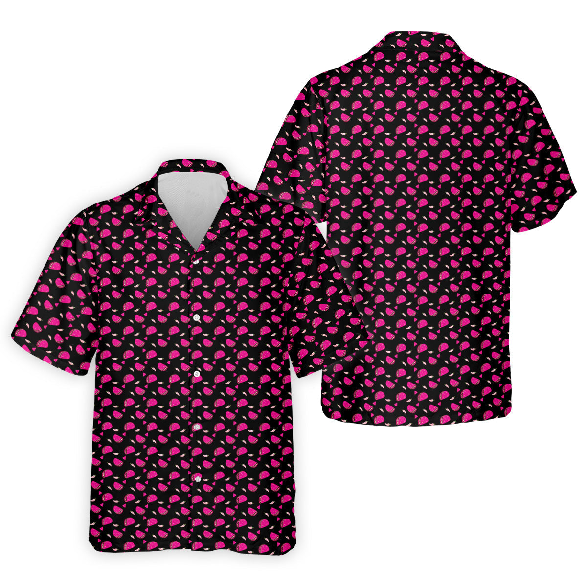 The Pink Taco Seamless Pattern Black Golf Shirt, Golf Tops For Men, Tacos Lover Golf Gift For Men