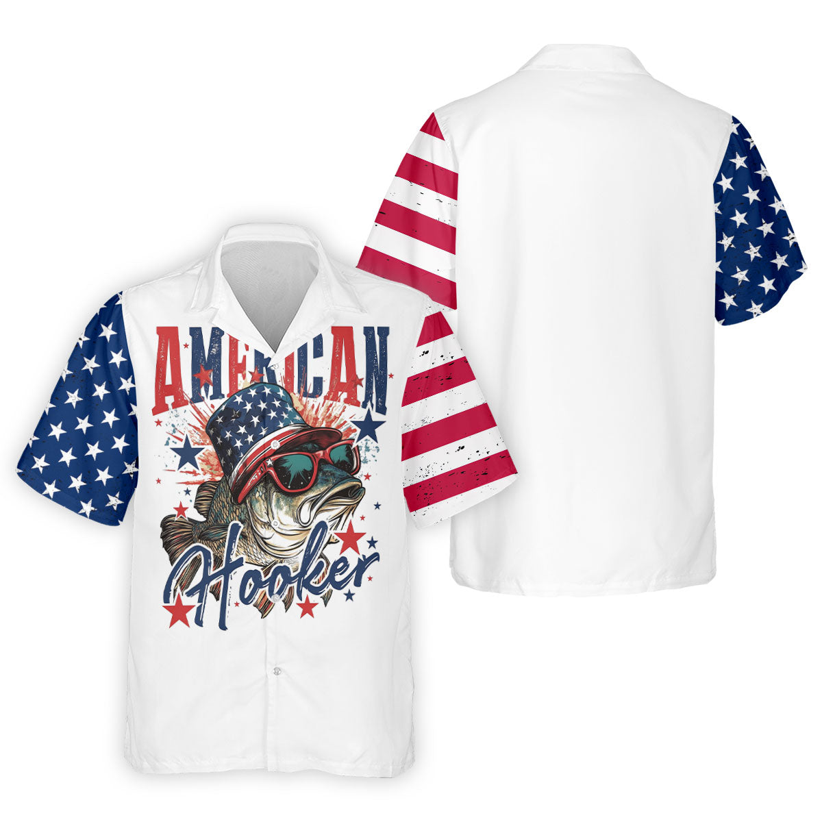 American Hooker Patriotic Fishing Shirt, Fishing UPF Shirts, 250th Anniversary Men's Fishing Shirt