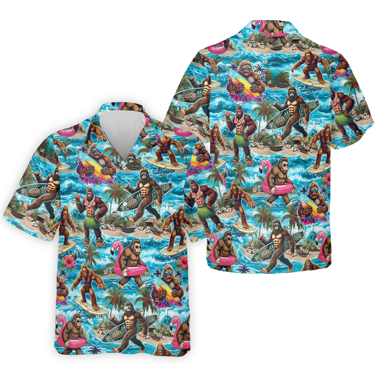 Funny Bigfoot Hawaiian Golf Shirt, Beach Theme Men's Golf Shirt, Polo Shirts For Men