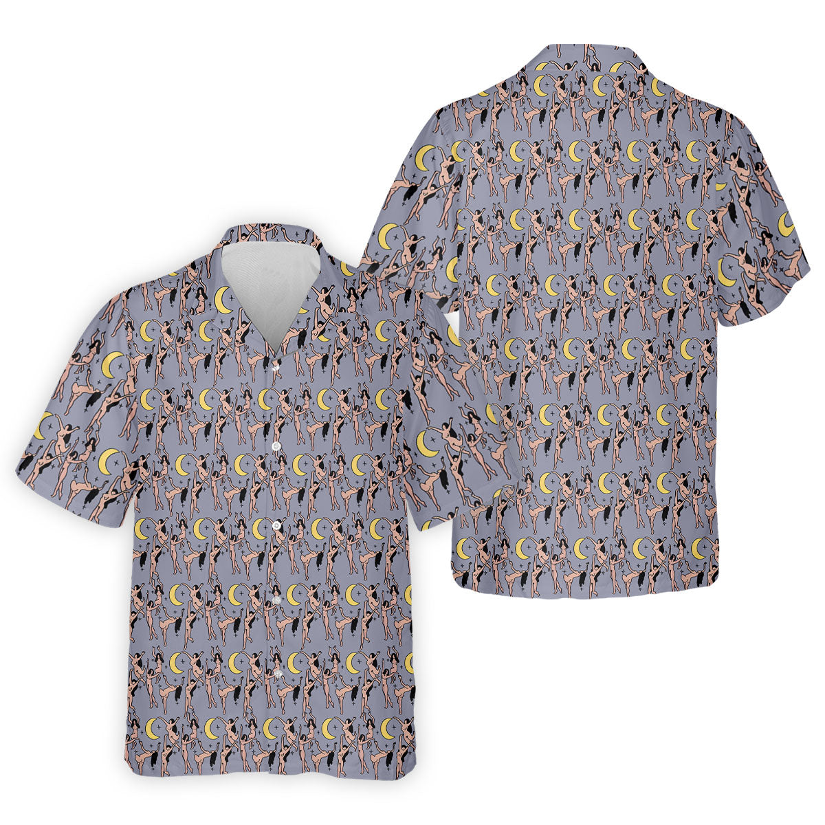 Dancing Figures Moon And Stars Pattern Polo Shirt, Mens Golf Shirts, Golf Apparel For Men