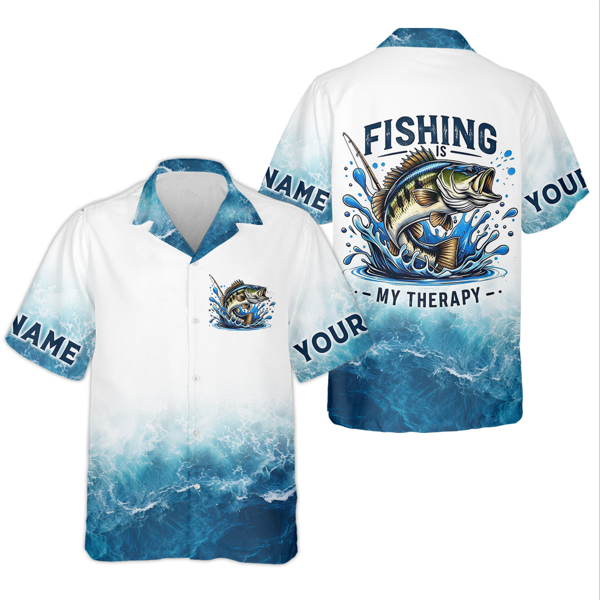 Fishing Is Therapy Funny Fishing Shirt, Mens SPF Shirt, Fishing Gifts For Men, Bass Fishing