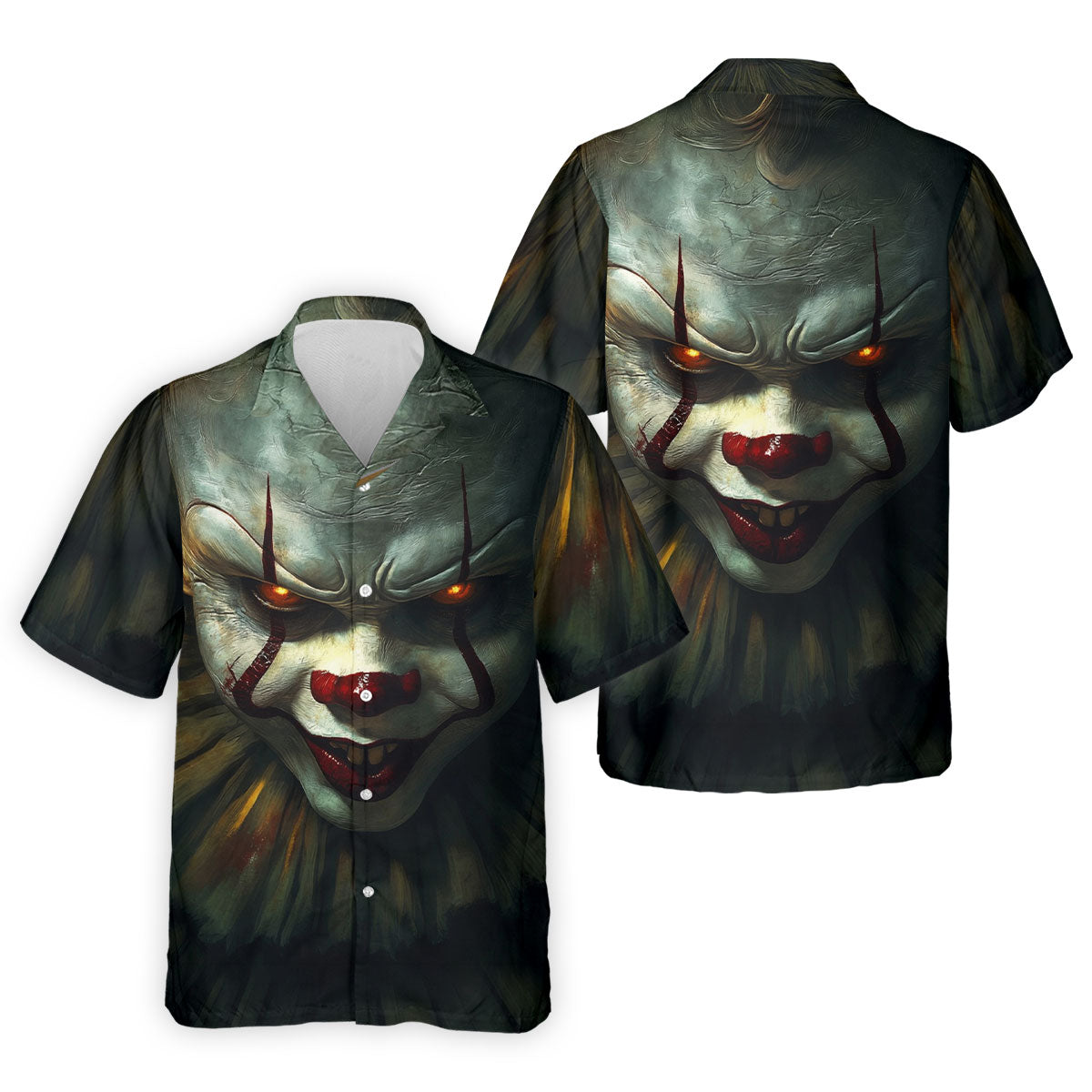 Scary Clown Face Halloween Polo Shirt, Golf Polo Shirts For Men, Mens Golf Apparel