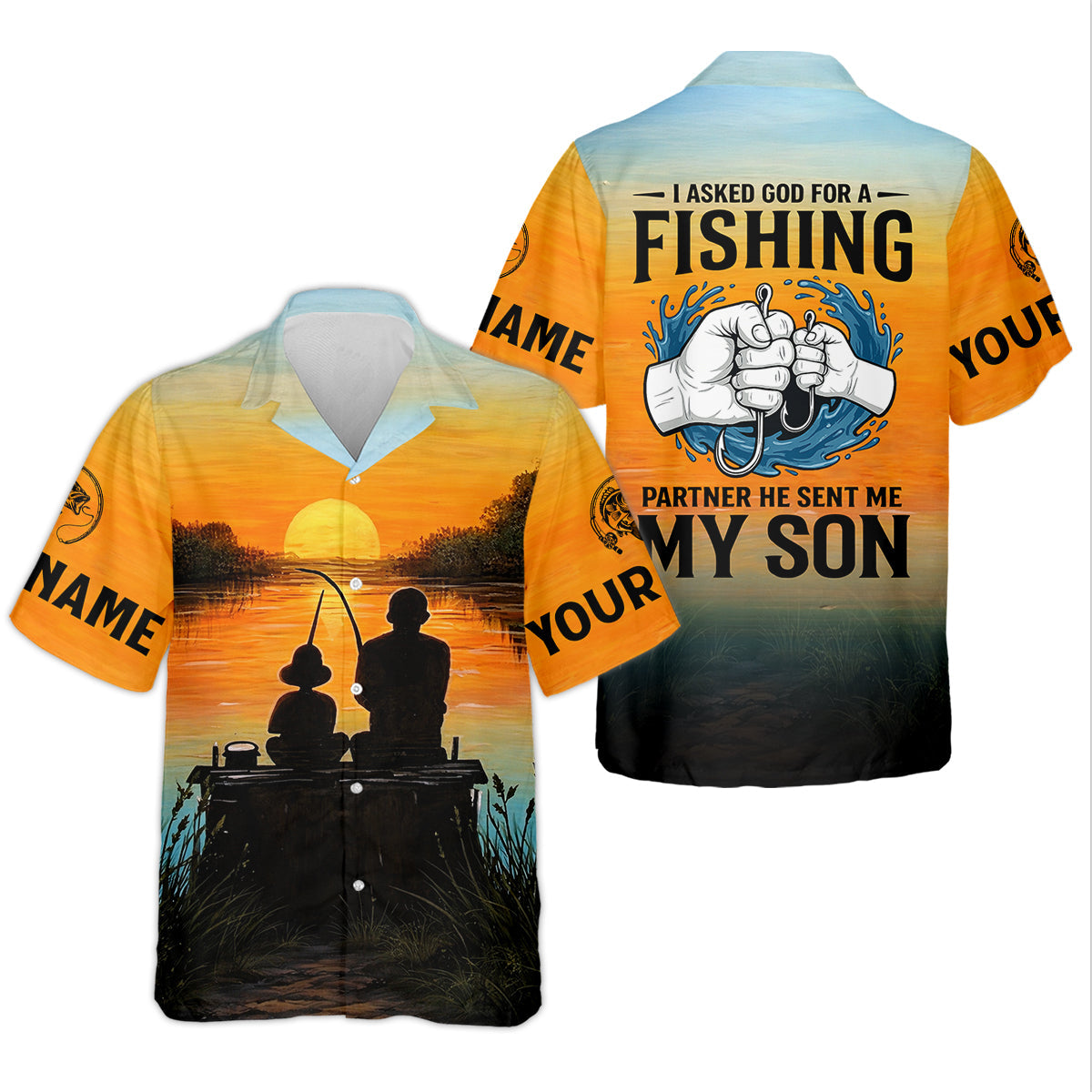 I Asked God For A Fishing Partner Father Son Fishing UPF Shirts, Dad Fishing Gift, Fishing Shirts For Men