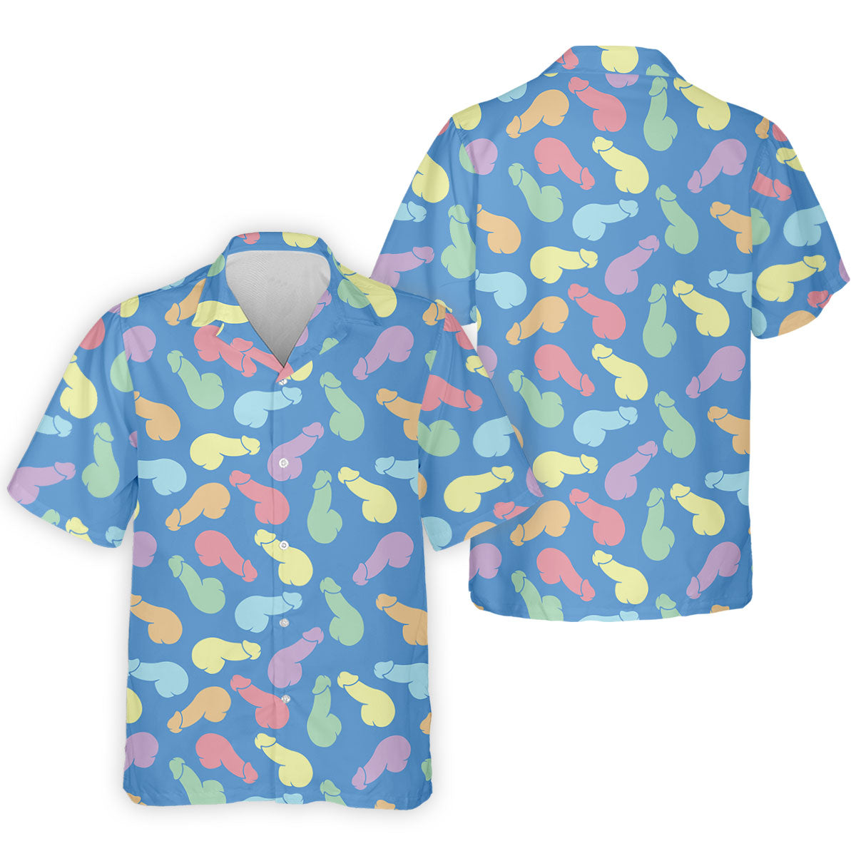 Funny Pastel Adult Pattern Blue Polo Shirt, Mens Golf Polo, Golf Shirts For Men