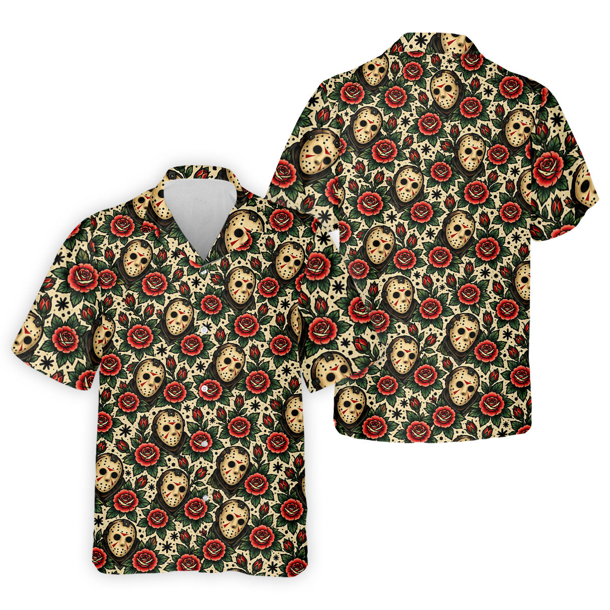 Rose Mask Halloween Horror Character Polo Shirt, Mens Golf Polo, Mens Golf Apparel