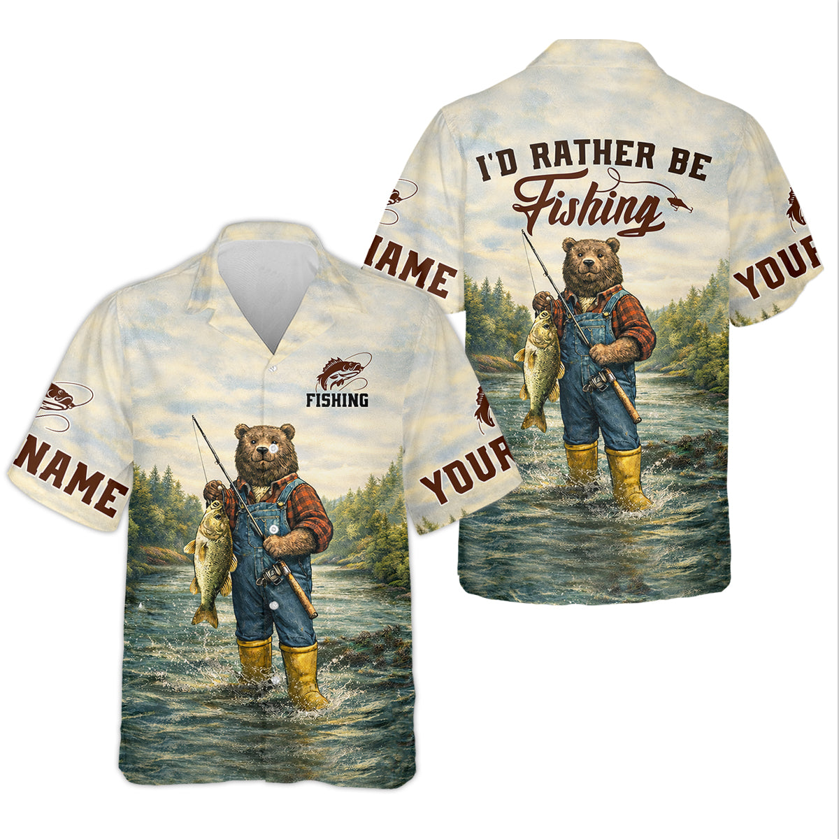 I’d Rather Be Fishing Bear – Outdoor Fishing Shirt, Fishing UPF Shirts, Funny Fishing Shirt