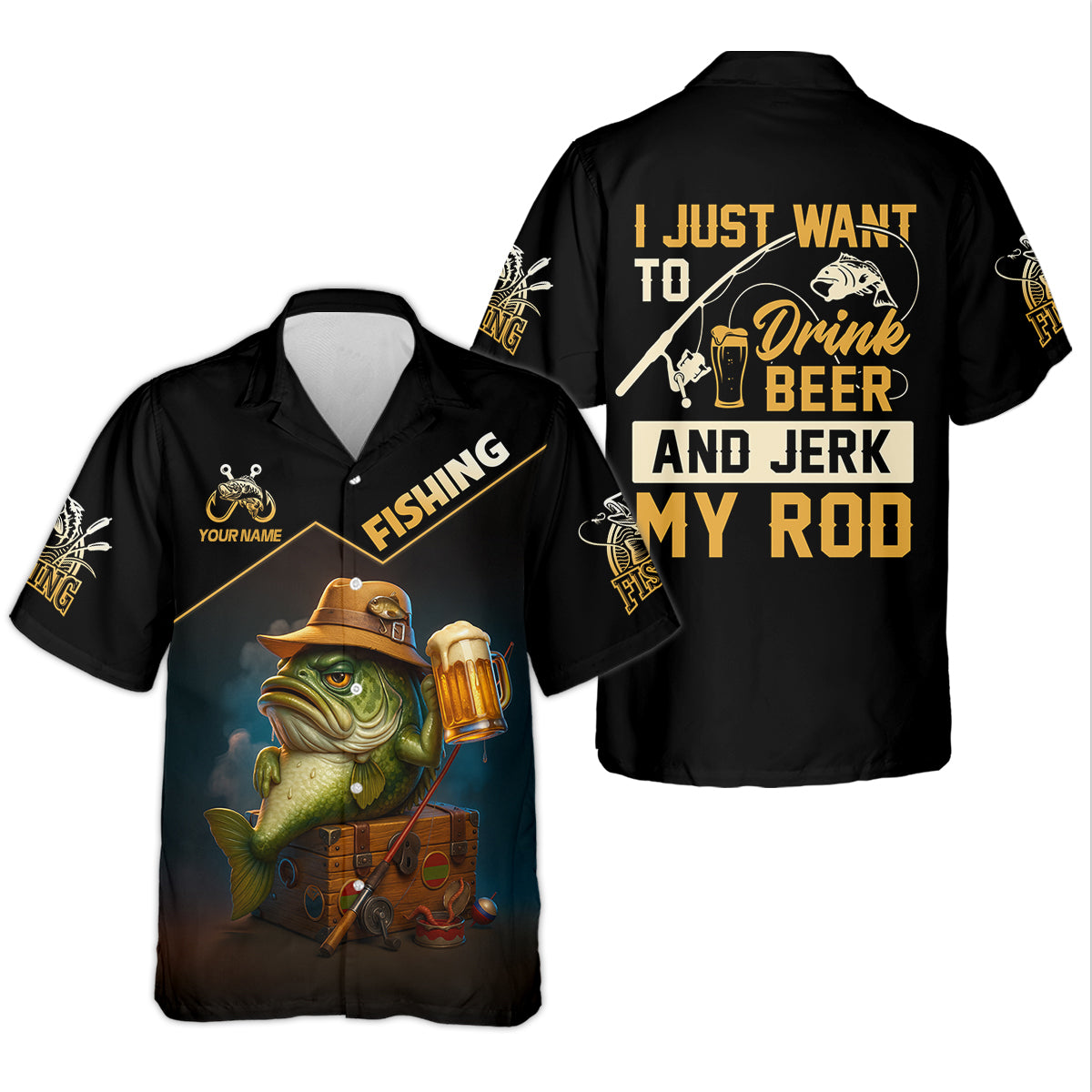 I Just Want To Drink Beer And Jerk My Rod Bass Fishing Shirt, Funny Fishing Shirt, Gift For Fisherman