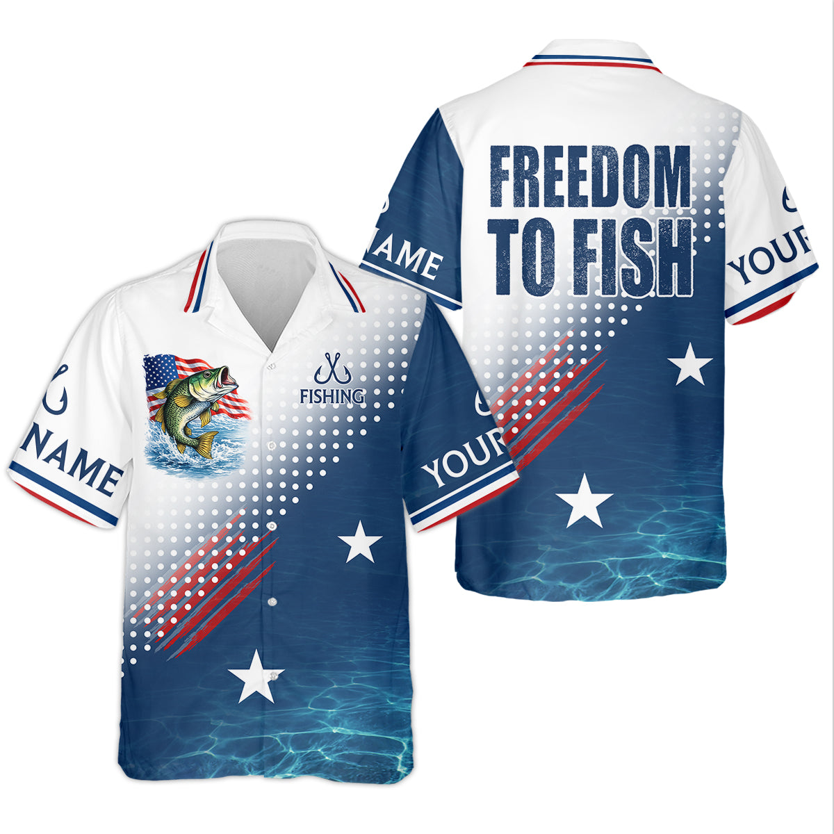 Freedom To Fish Shirt, Personalized American Flag Fishing Long Sleeve For Men, Fishing UPF Shirts