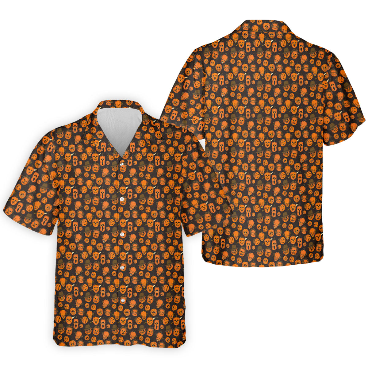 Halloween Horror Character Pumpkin Pattern Golf Shirt, Mens Golf Polo, Hawaiian Golf Shirt
