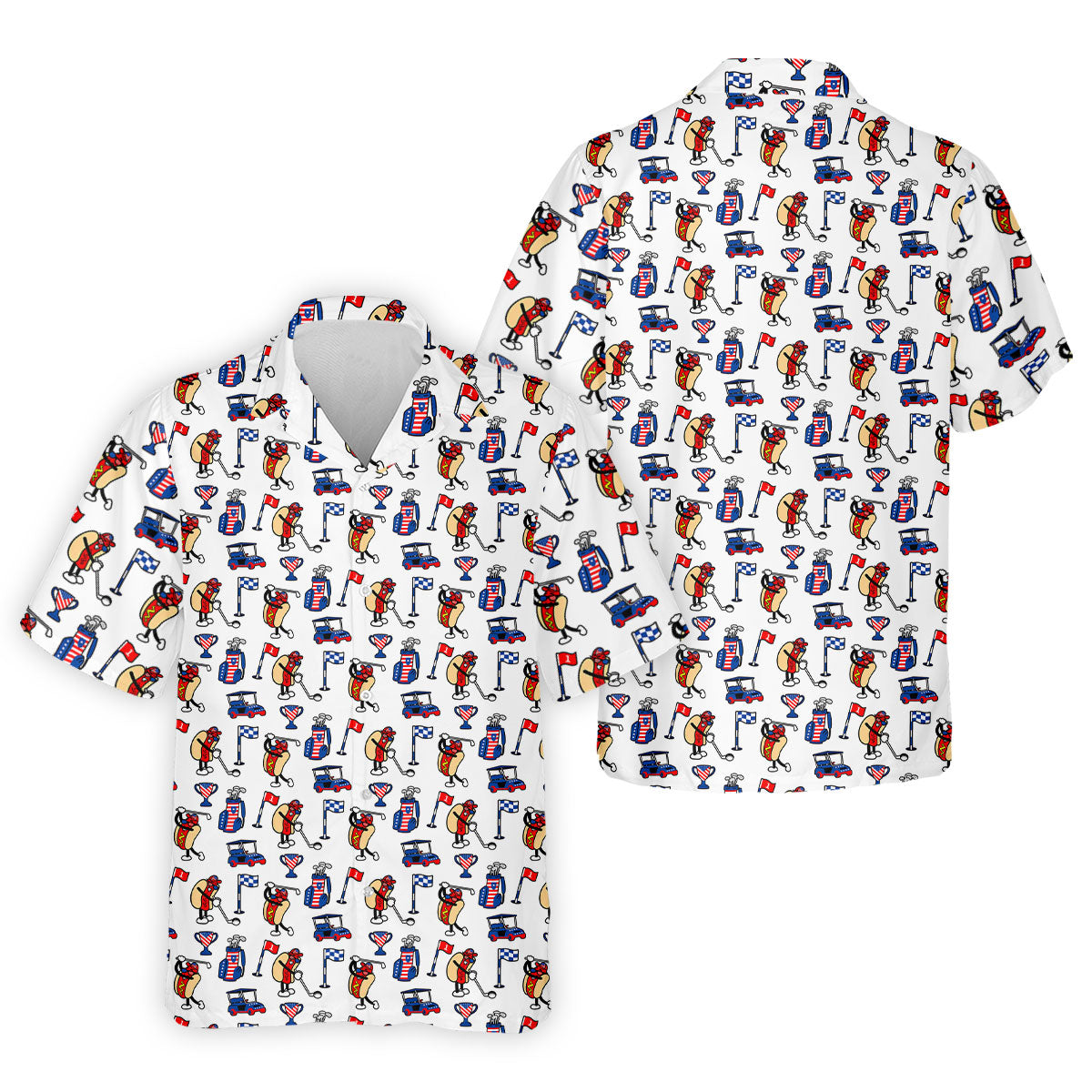 Funny Hot Dog Pattern Polo Shirt, 250 Years USA Patriotic Golf Shirt, 4th Of July Golf Shirt, Golf Shirts For Men
