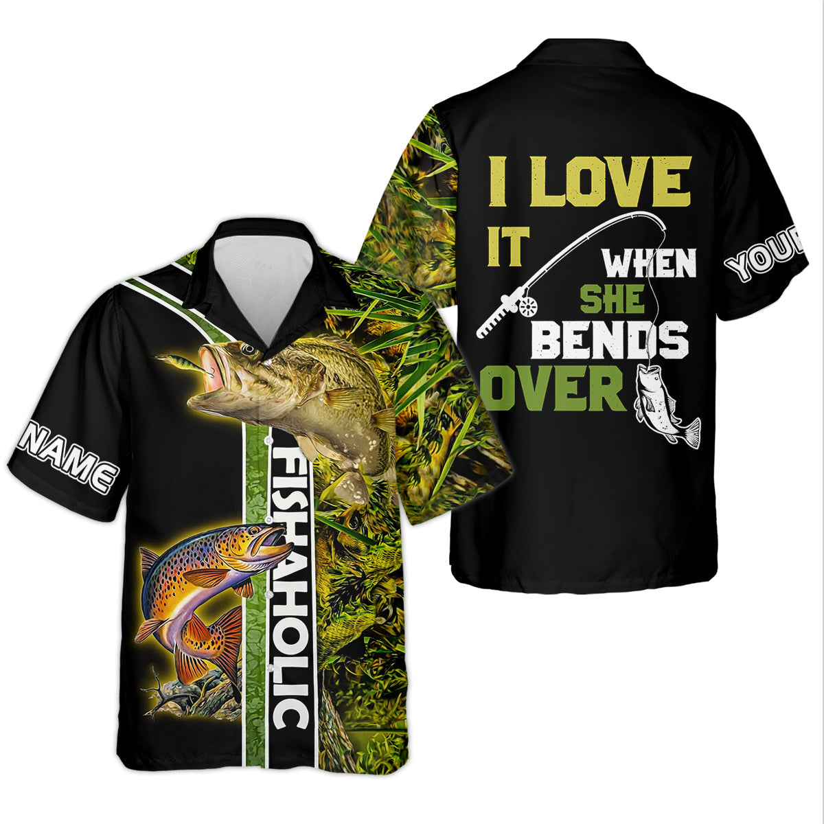 I Love It When She Bends Over Fishaholic Funny Fishing Shirt, Fishing UPF Shirts, Fishing Shirt For Women