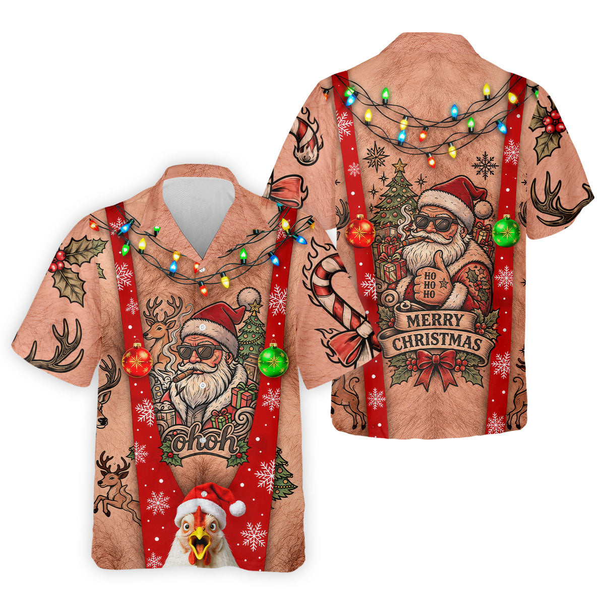 Funny Santa Suspenders Christmas Golf Polo Shirt, Mens Golf Polo, Golf Apparel For Men