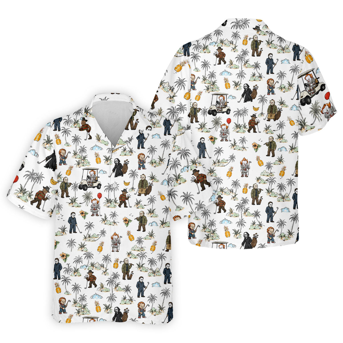 Mini Horror Character Halloween Golf Shirt, Printed Golf Shirts, Golf Polo Shirts For Men