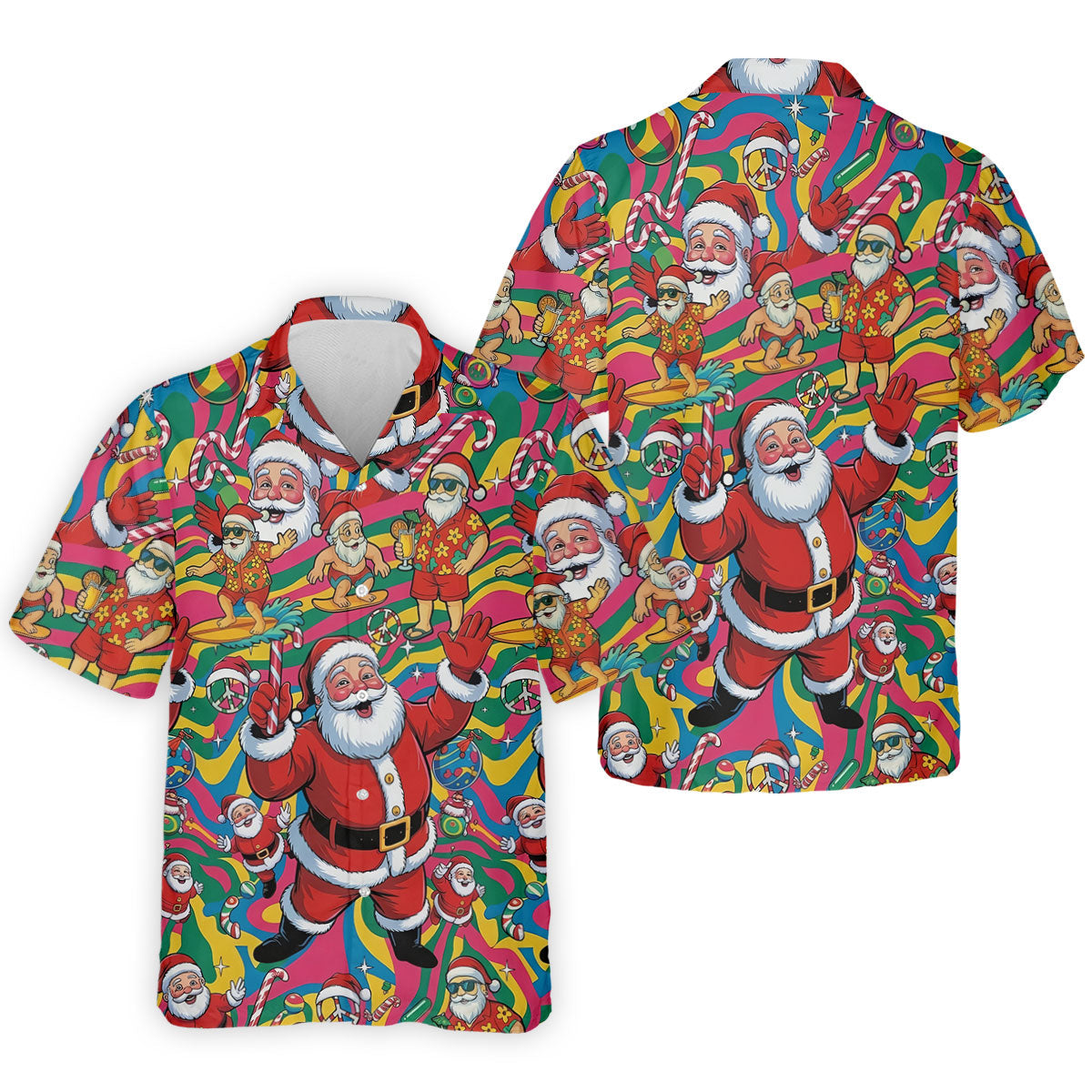 Funny Tropical Santa Christmas Polo Shirt, Mens Golf Polo, Christmas Shirts For Men