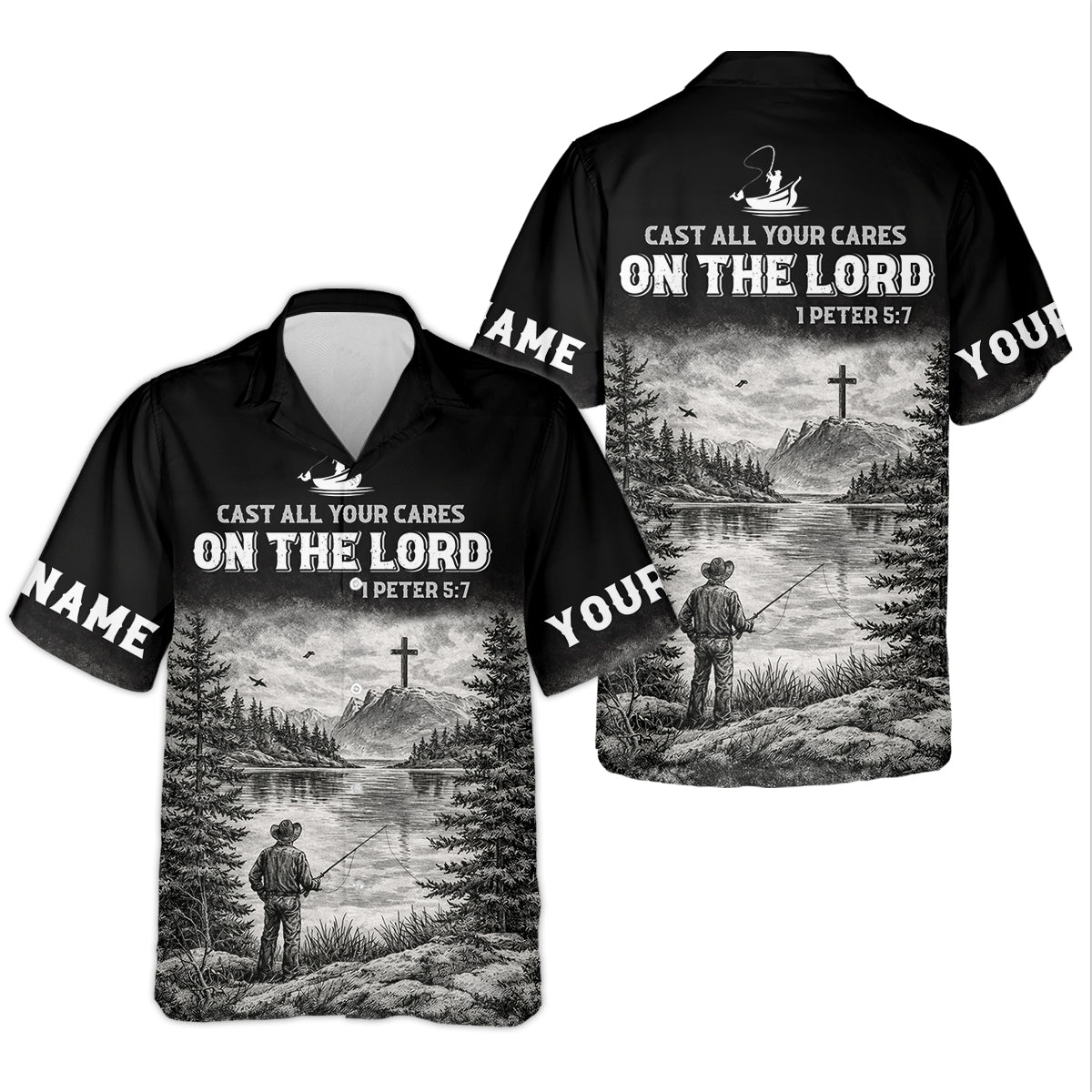 Cast All Your Cares on the Lord, Christian Fishing UPF Shirt, Funny Fishing Shirt