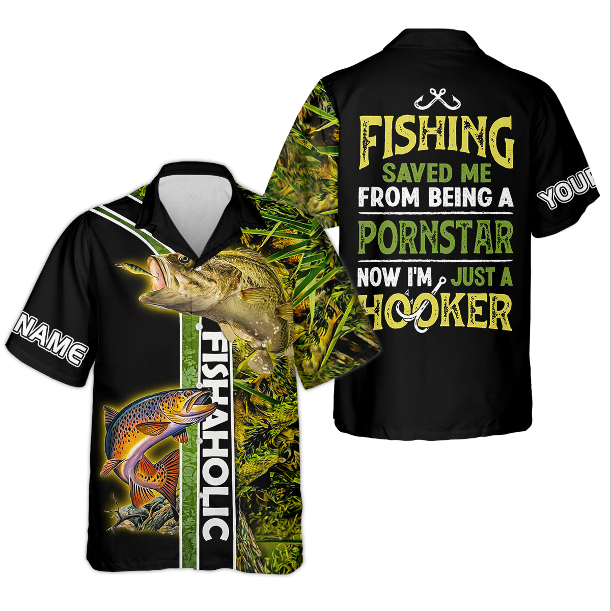 Now I'm Just A Hooker Personalized Fishing Shirt, Fishing UPF Shirts, Funny Fishing Shirt, Fishing Gift for Men