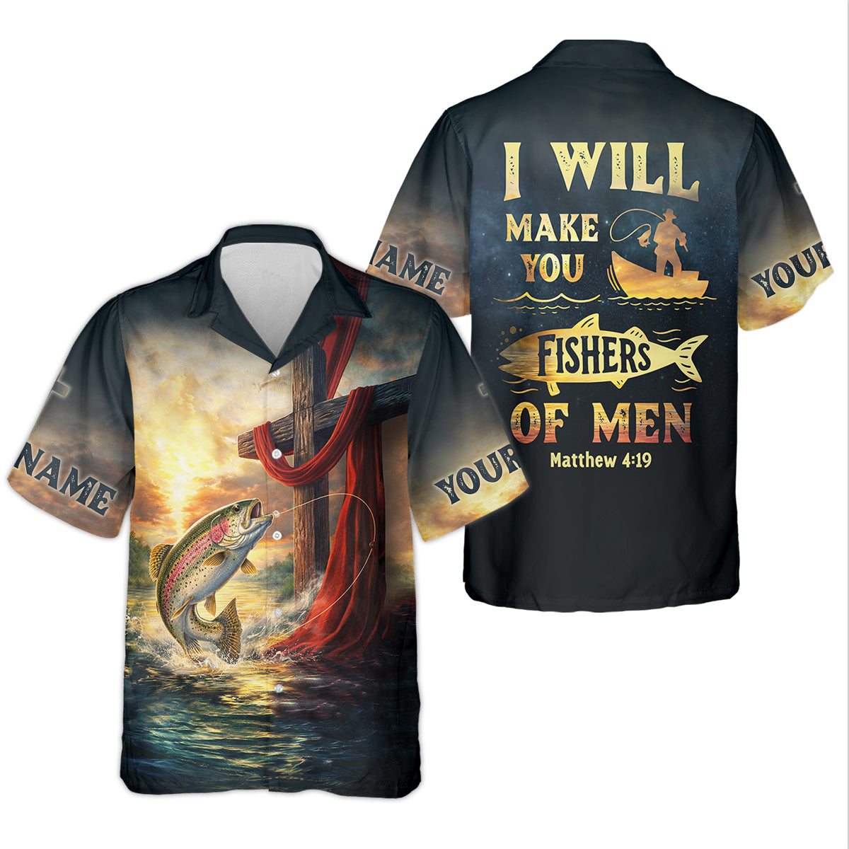 I Will Make You Fishers Of Men Shirt, Personalized Christian Fishing Long Sleeve, Fishing UPF Shirts, Trout Shirt