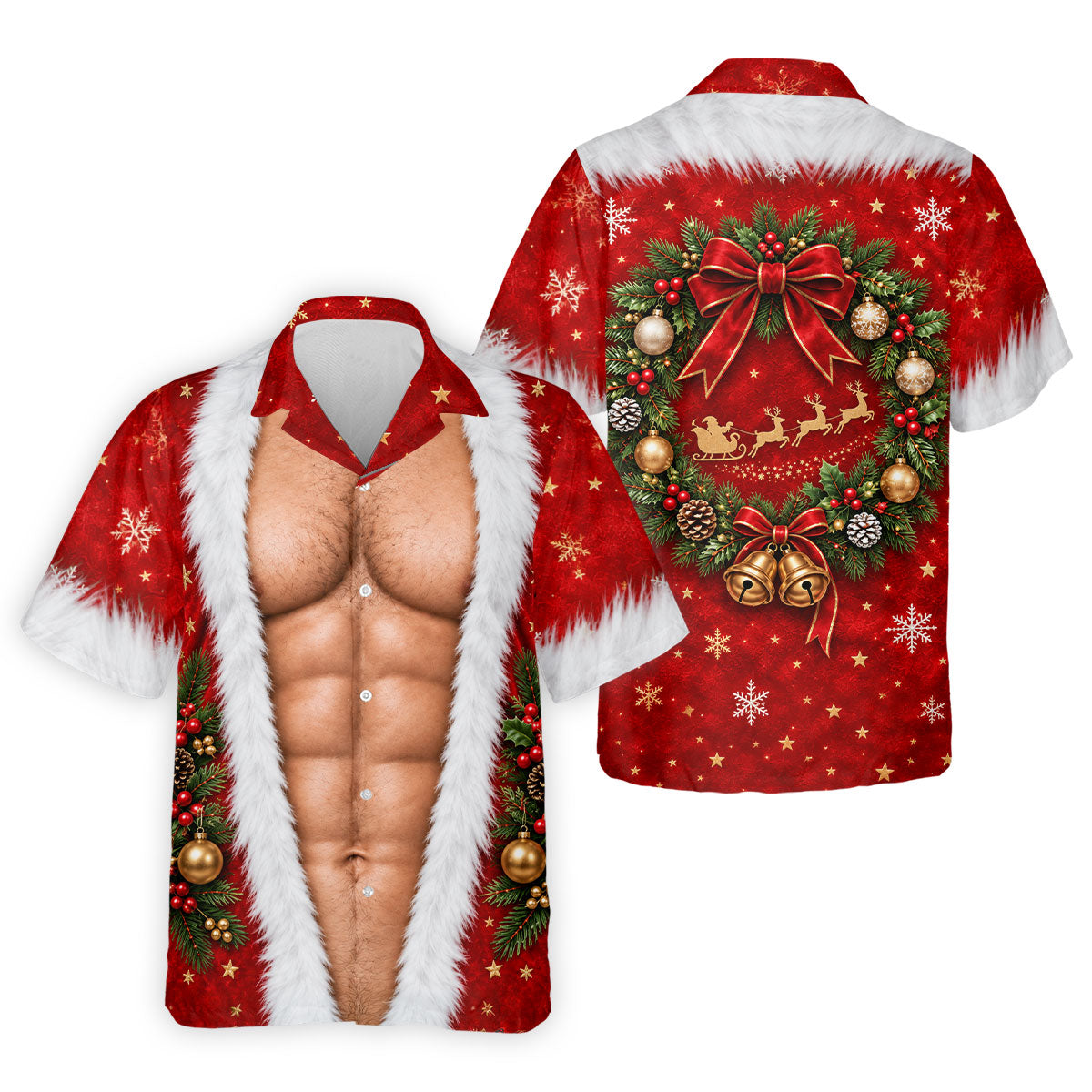 Santa Muscle Body Christmas Golf Shirt, Mens Golf Polo, Golf Shirts For Men