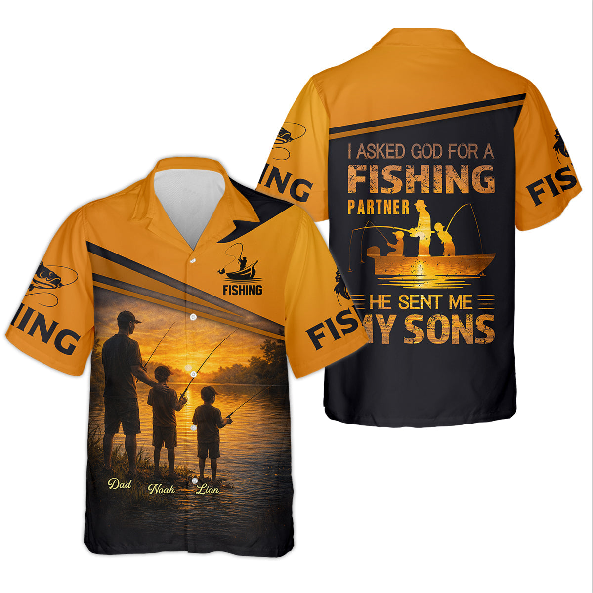 I Asked God For A Fishing Partner He Sent Me My Sons Personalized Fishing UPF Shirt, Christian Fishing Shirt, Gift For Dad