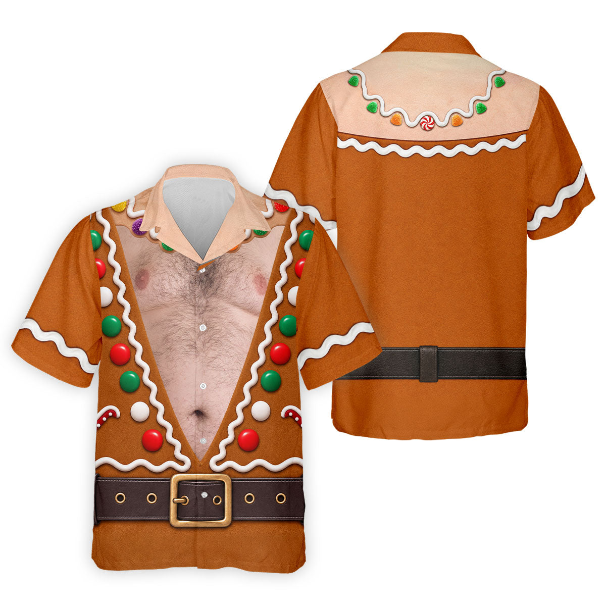 Funny Christmas Gingerbread Costume Polo Shirt, Mens Golf Apparel, Men's Golf Shirt