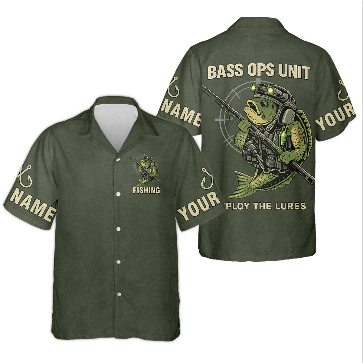 Bass Fishing Shirt, Personalized Military Fishing Long Sleeve Shirt, Funny Fishing Shirts For Men