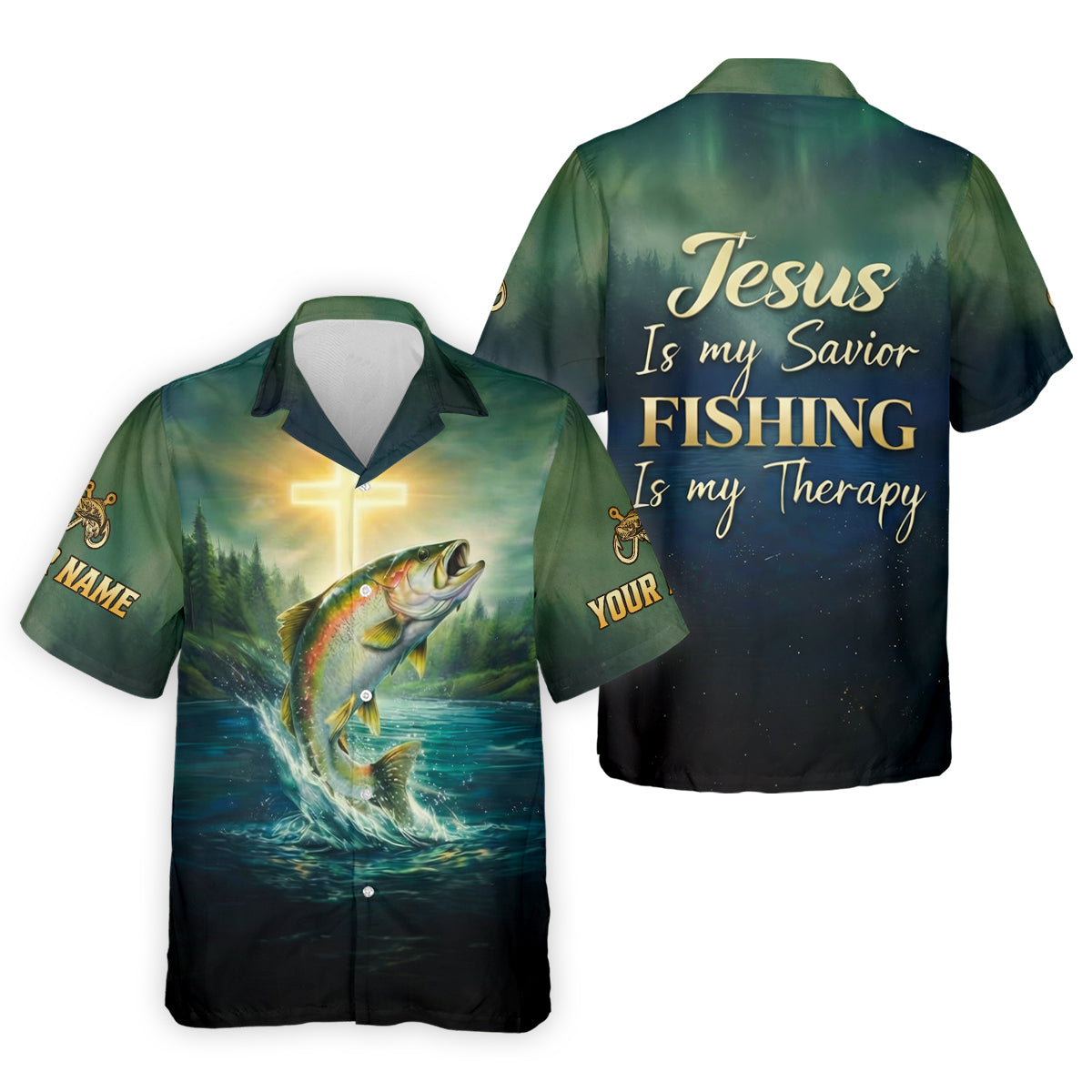 Jesus My Savior – Fishing My Therapy Shirt, Fishing UPF Shirts, Funny Fishing Shirt