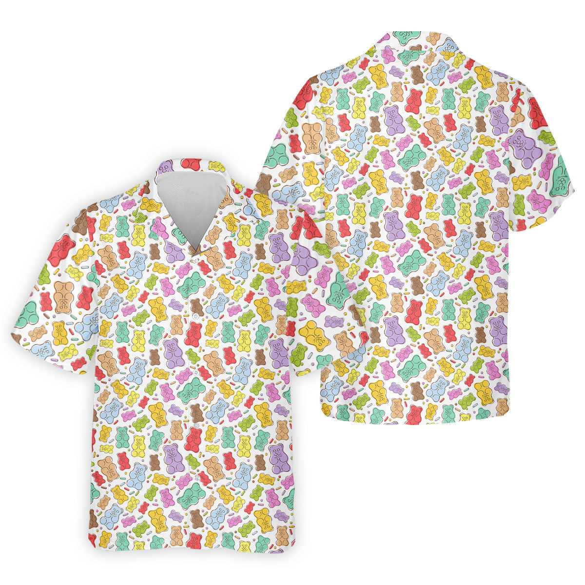 Gummy Bear Golf Shirt, Colorful Candy Pattern Men's Golf Polo, Polo Shirts For Men