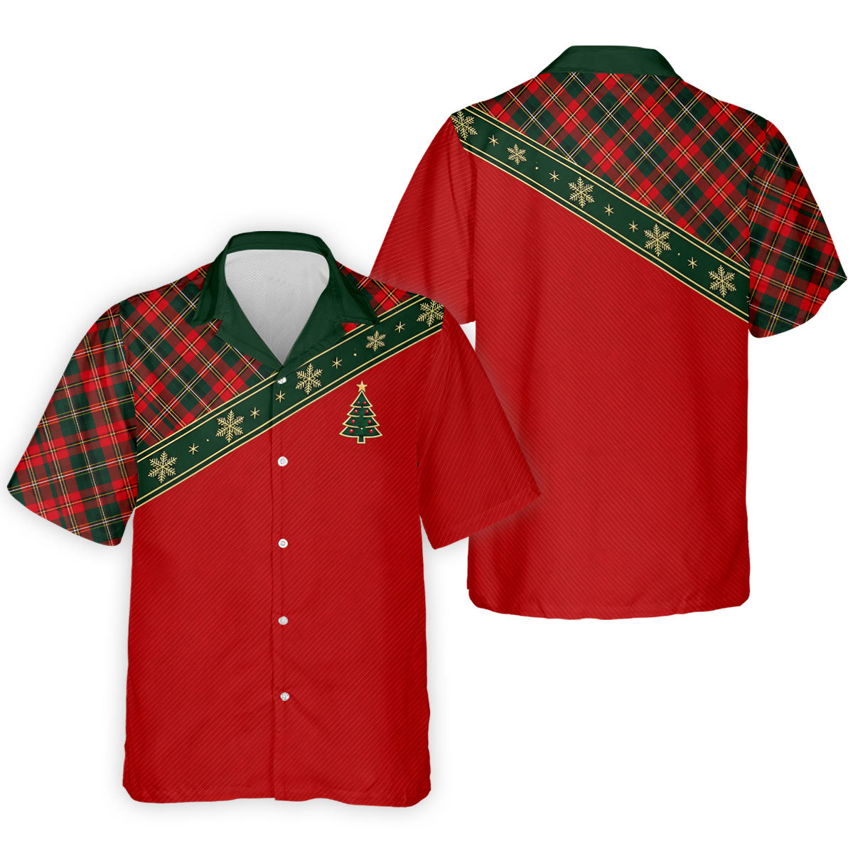 Red Plaid Snowflake Tree Christmas Golf Shirt, Mens Golf Polo, Golf Shirts For Men
