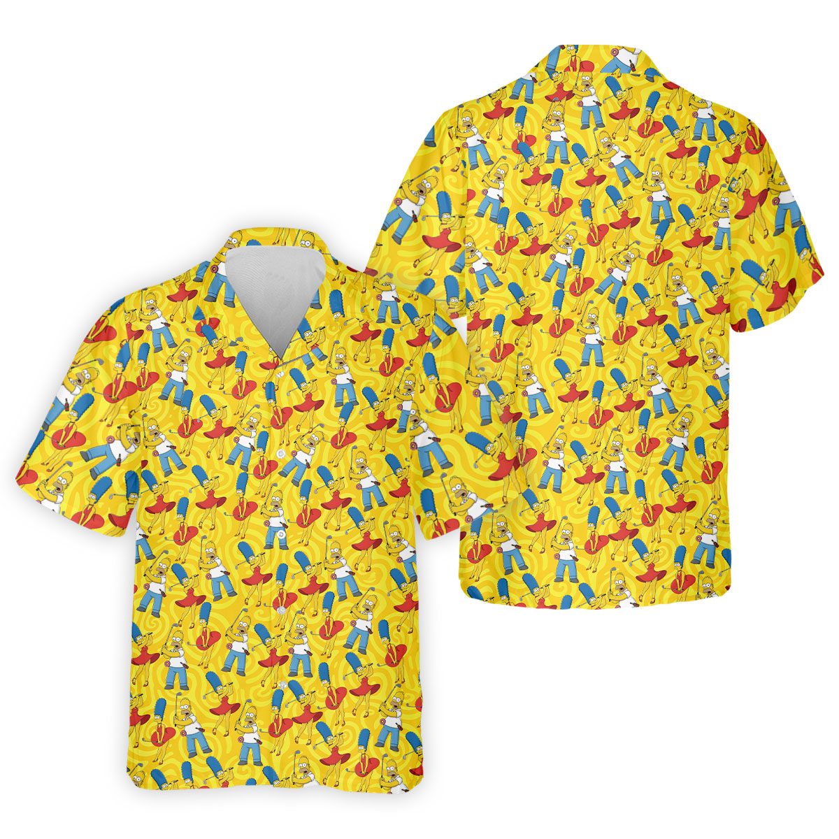Funny Cartoon Couple Golf Pattern Polo Shirt, Mens Golf Polo, Golf Apparel For Men