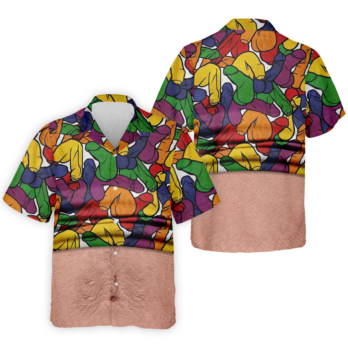 Funny Belly Illusion Colorful Pattern Polo Shirt, Mens Golf Polo, Golf Shirts For Men