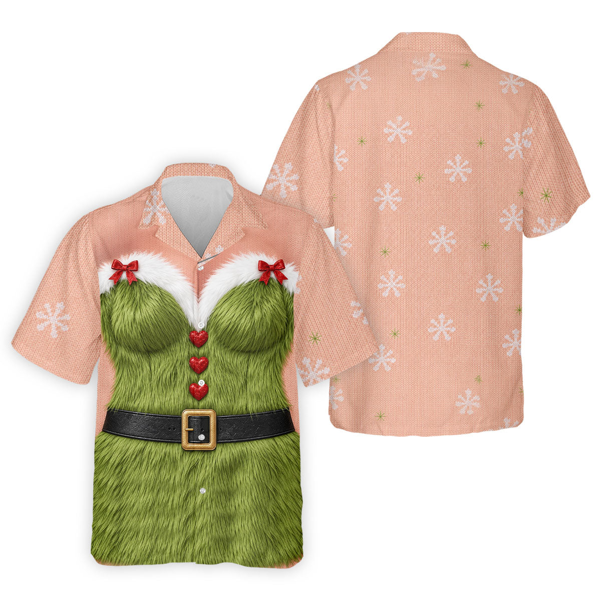 Green Furry Christmas Costume Polo Shirt, Men's Golf Shirt, Golf Apparel For Men
