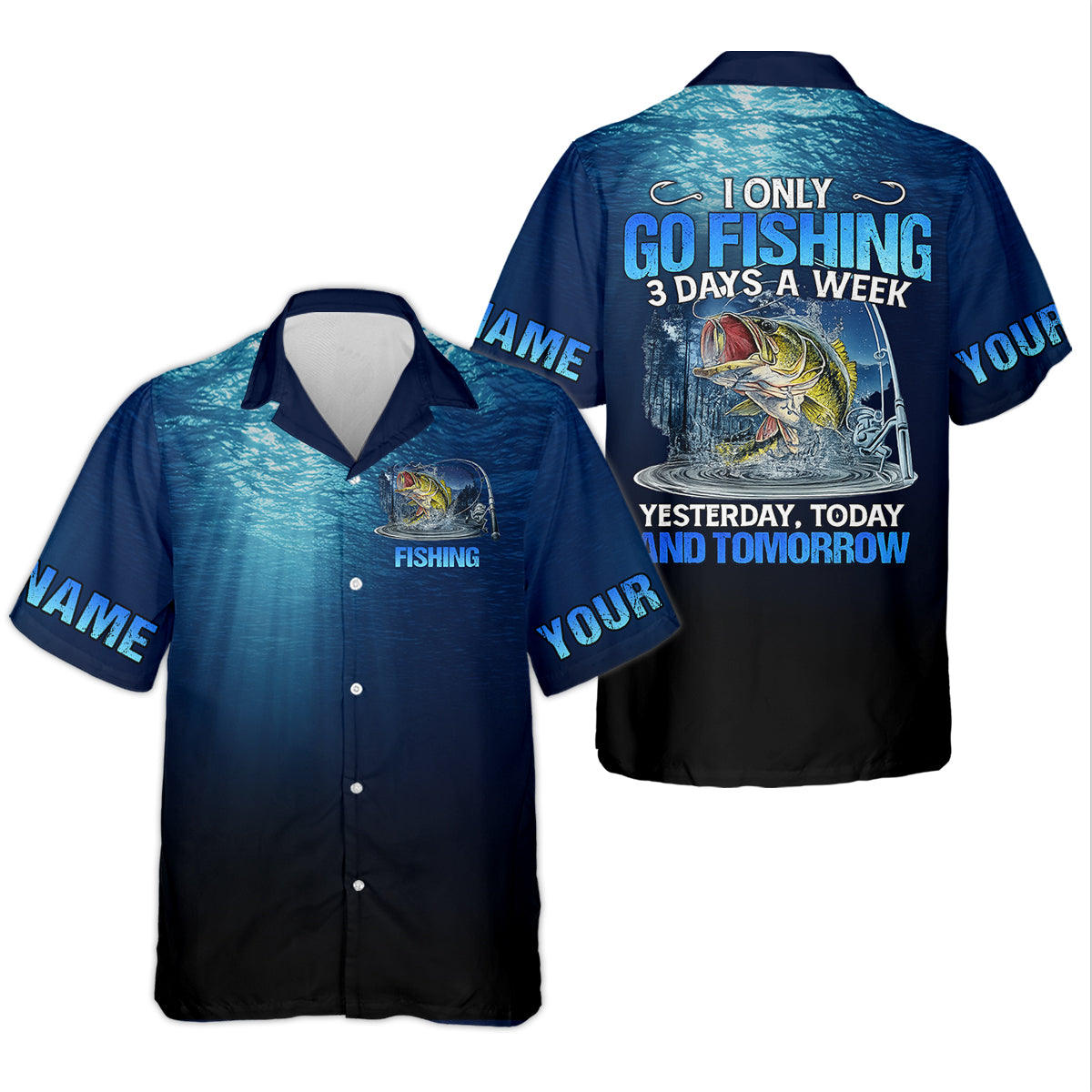 Personalized Funny Bass Fishing Shirt, Go Fishing 3 Days A Week Shirt, Fishing UPF Shirts
