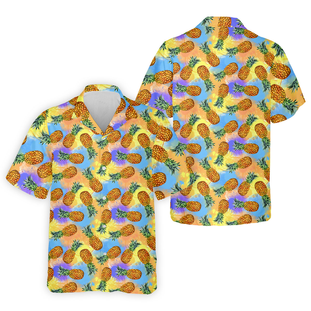 Colorful Pineapple Tropical Pattern Golf Shirt, Mens Polo Shirt, Hawaiian Golf Shirt, Performance Golf Shirt