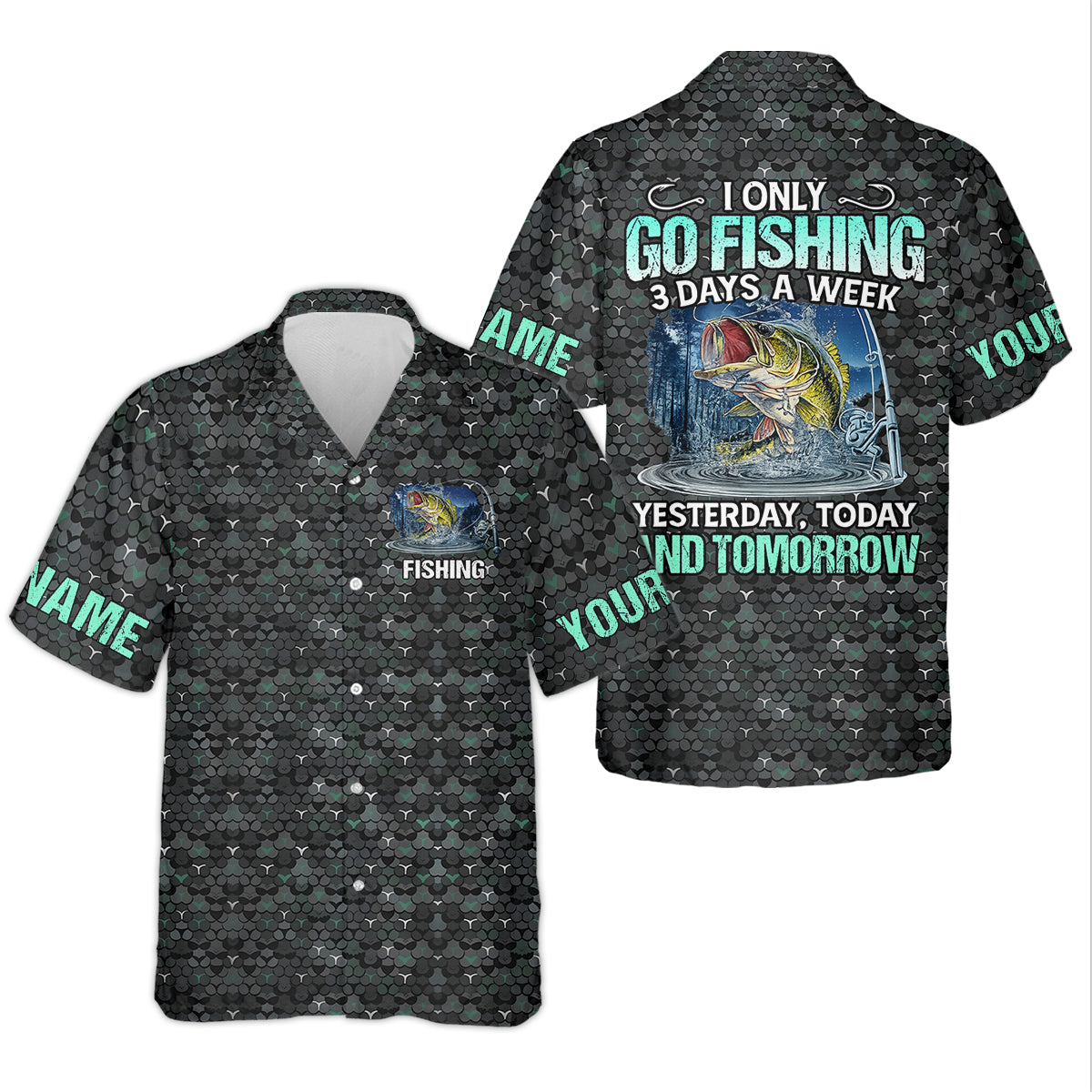 Personalized Fishing Shirt, Go Fishing 3 Days A Week Shirt, Fishing UPF Shirts, Funny Fisherman Gift