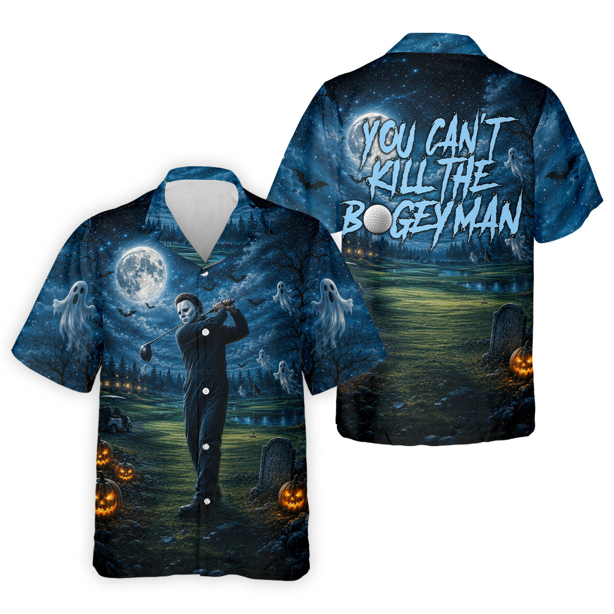 You Can't Kill The Bogeyman Halloween Ghost Polo Shirt, Mens Golf Shirts, Mens Polo Shirts