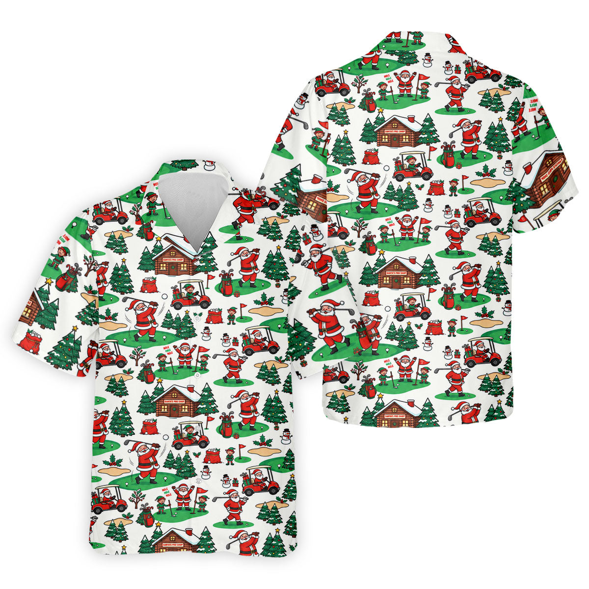 Santa Golf Cart And Elves Christmas Golf Shirt, Mens Golf Polo, Golf Shirts For Men