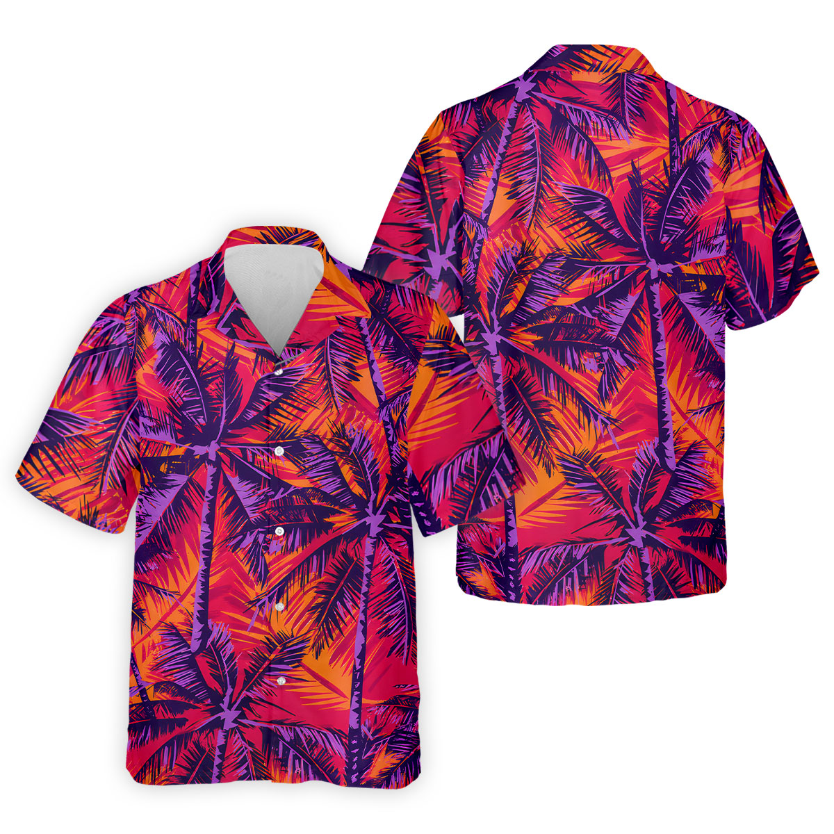 Purple Palm Tree Tropical Island Golf Shirt, Mens Golf Polo, Printed Golf Shirts