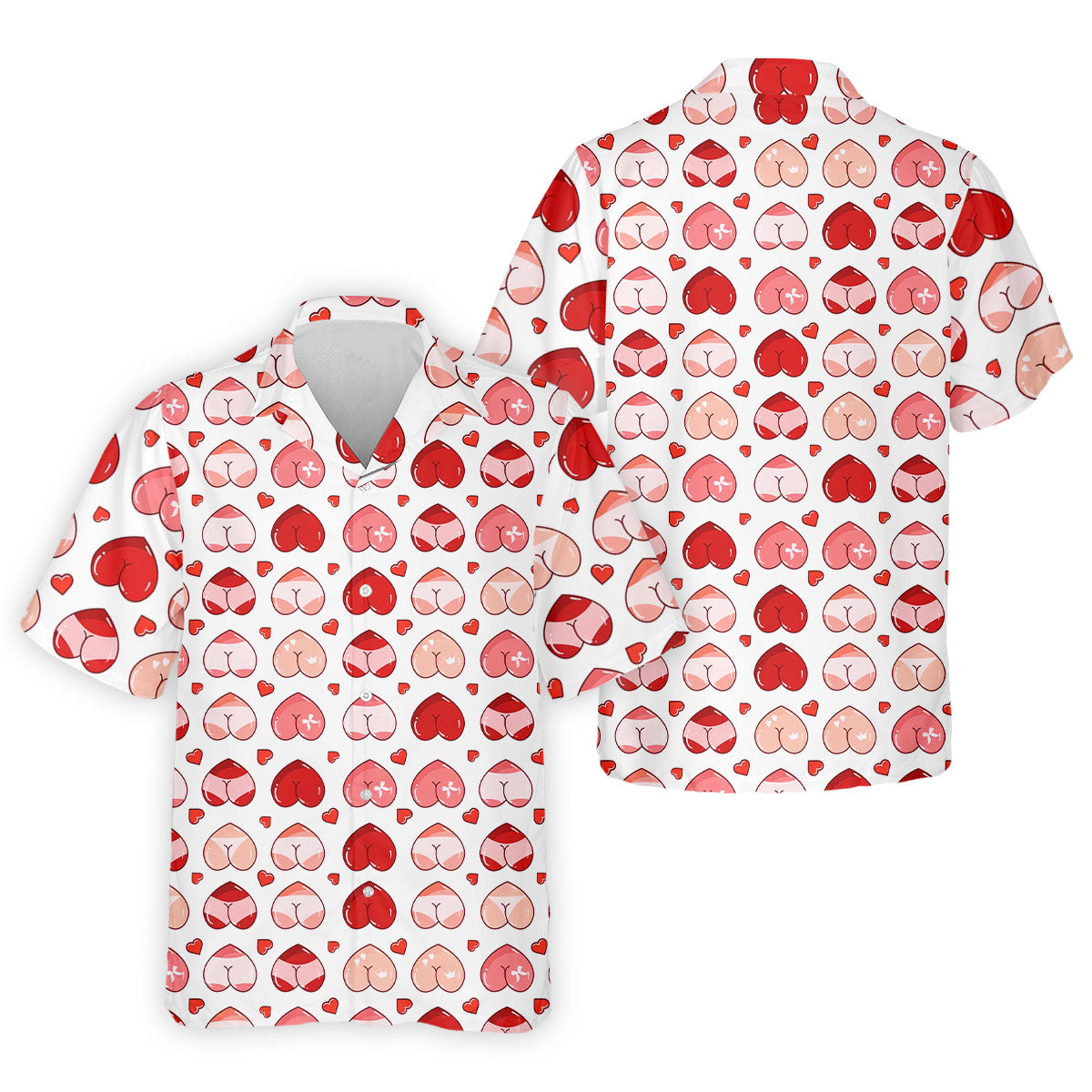 Funny Heart Butt Pattern Golf Polo Shirt, Mens Golf Shirts, Golf Apparel For Men