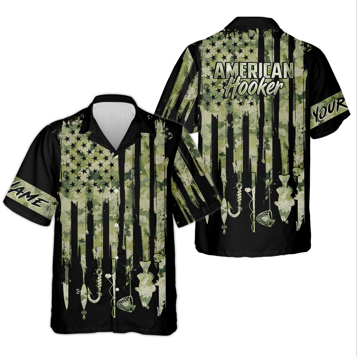 American Hooker Patriotic Fishing Shirt, Camo Fishing Shirt, Women SPF Shirt, Female Fishing Shirts