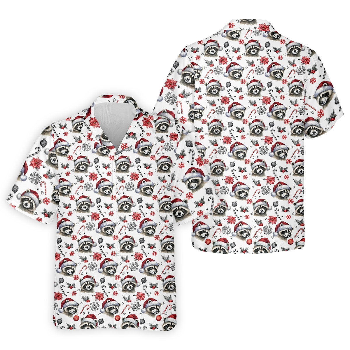 Christmas Raccoon Santa Hat Golf Polo Shirt, Mens Golf Polo, Golf Apparel For Men